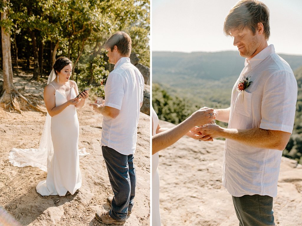Bride and Groom exchanging vows by the cliff side