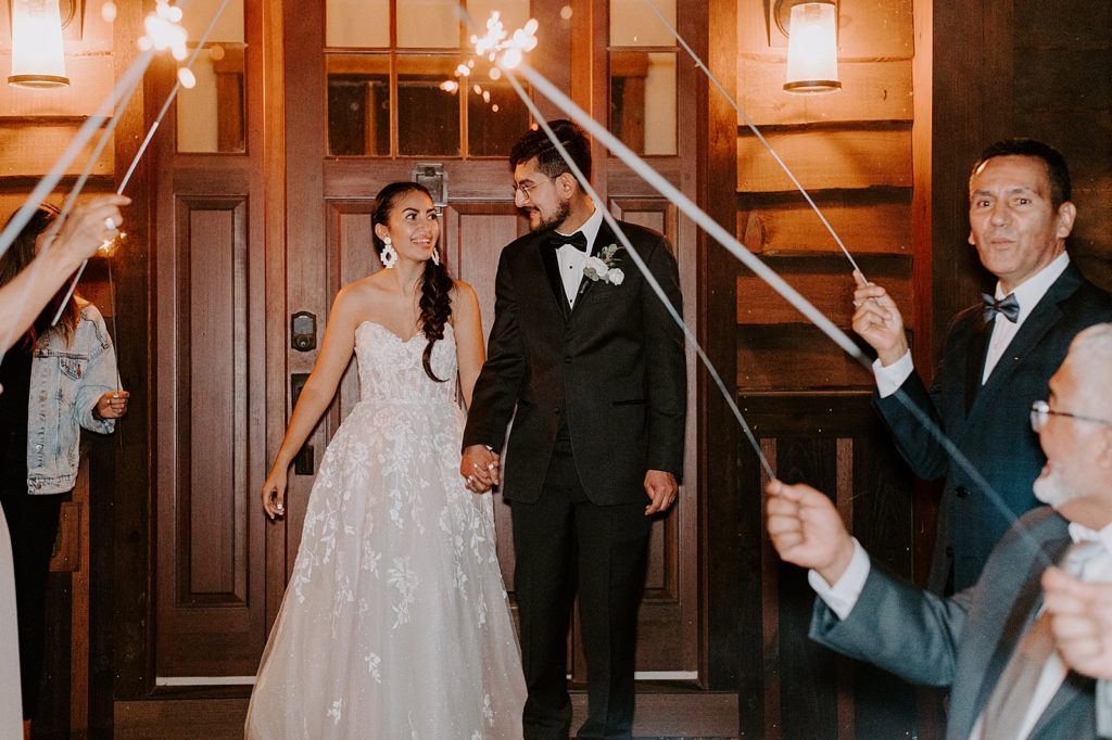 Bride and Groom about to exit for sparkler exit