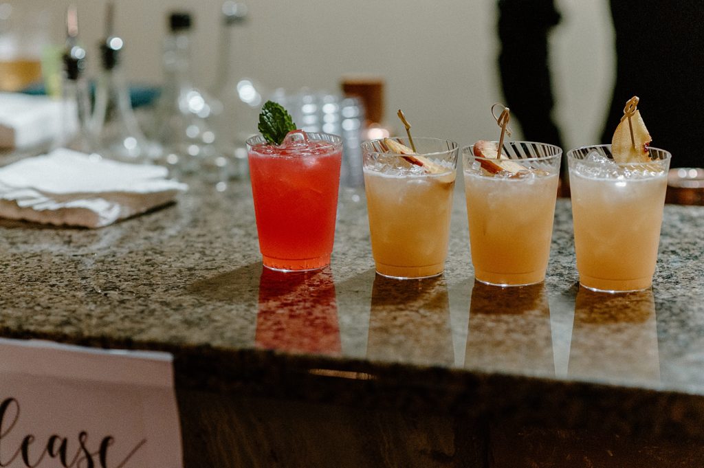 Detail shot of cocktails at the bar