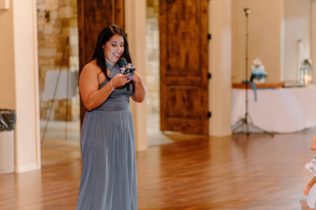 Maid of honor speech during Reception
