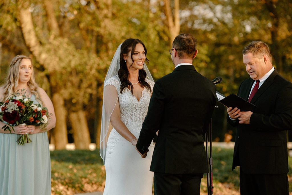 Bride looking at Groom during vows for Ceremony