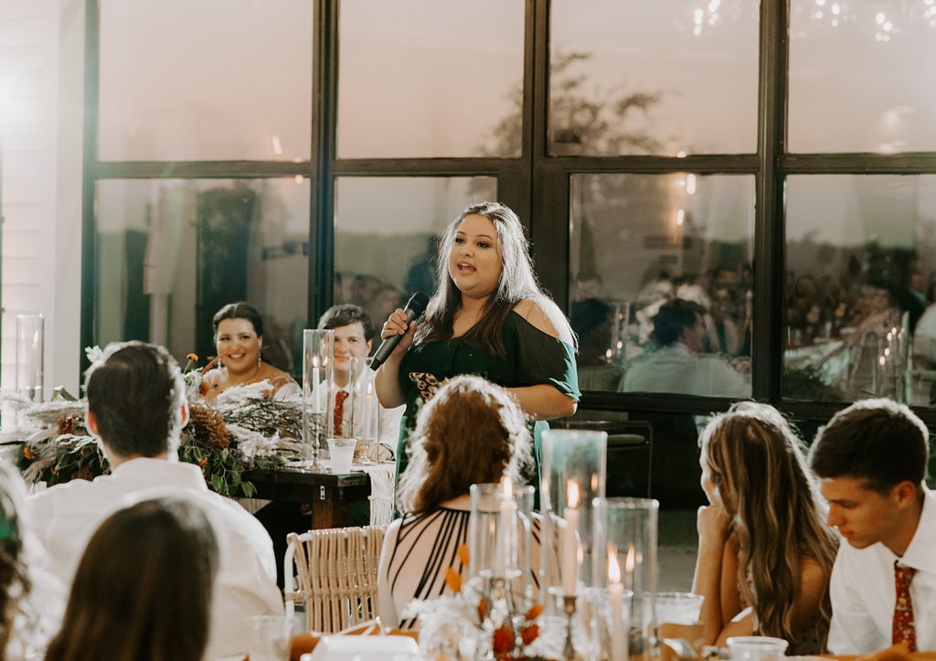 Maid of honor speech during Reception